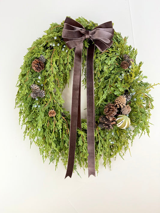 Real Touch Cedar Winter Wreath - 23"L